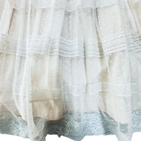 Chasing Fireflies Lace Ivory Midi Dress Unique Sleeveless Girls Size 10 - Picture 5 of 12